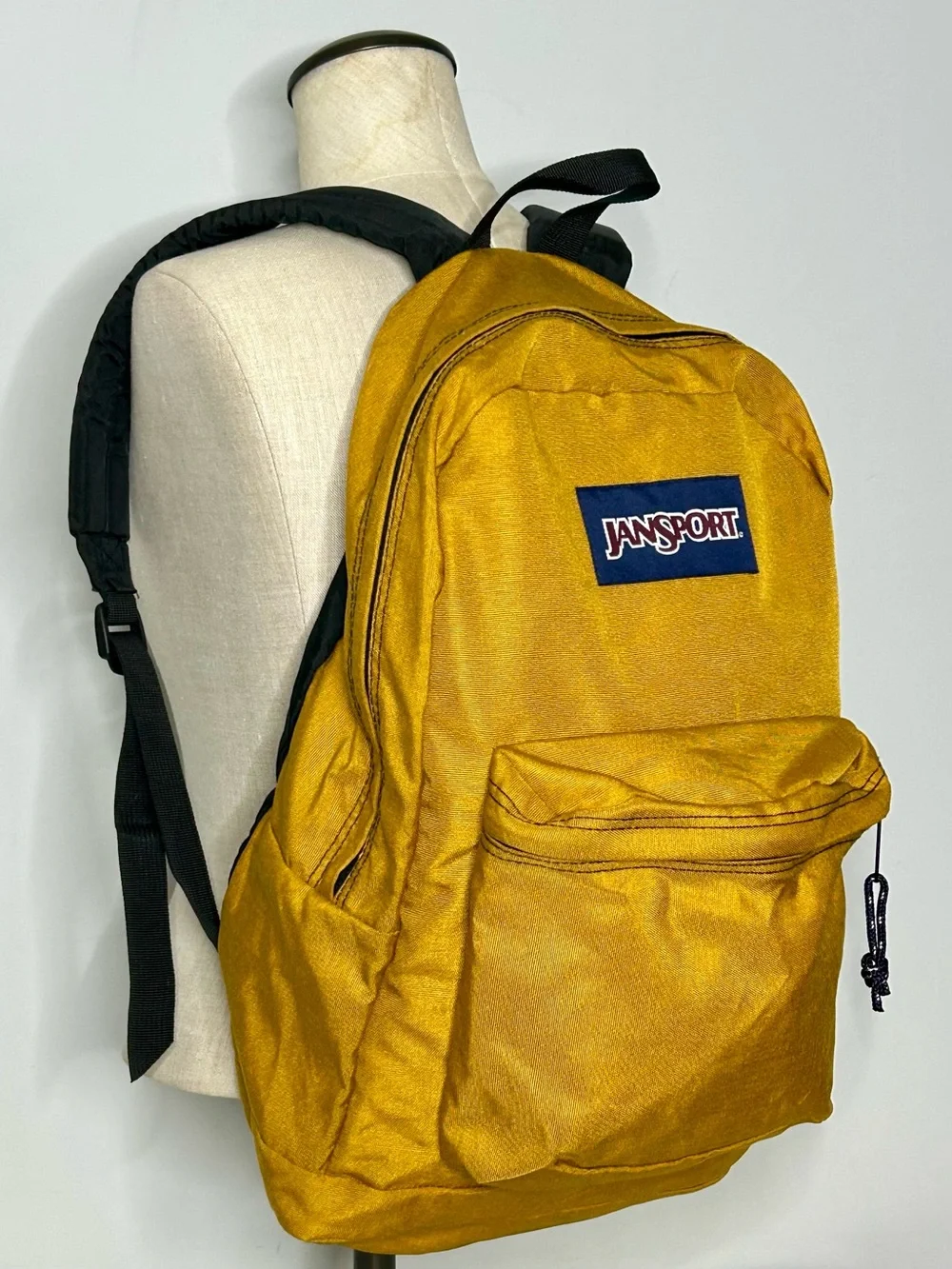 Vintage 90’s Jansport Backpack in a Mustard Rust Yellow 15”Wx19”H Grunge Yellow